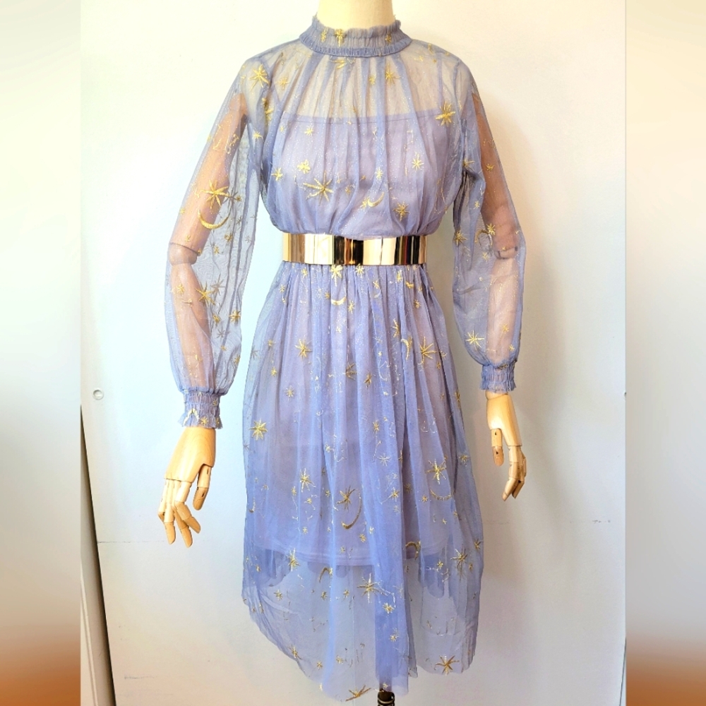 Gold Celestial Sheer Dress